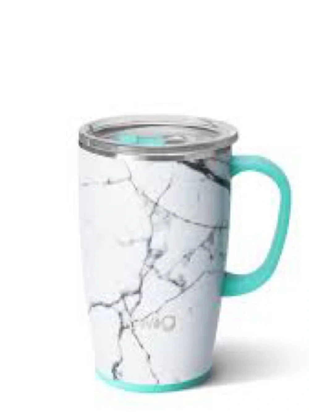 Swig Marble slab Travel Mug with Teal Handle